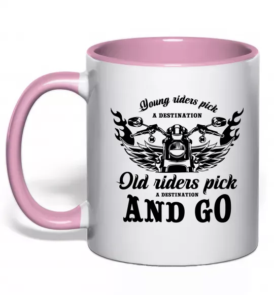 Чашка с цветной ручкой Old riders Нежно розовый фото