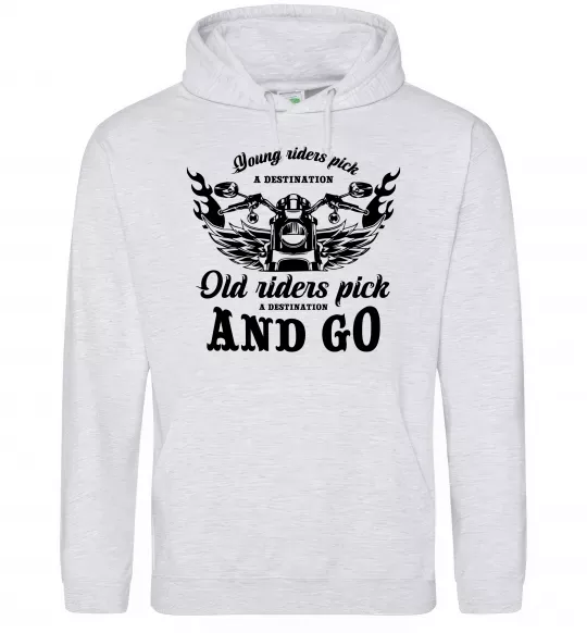 Чоловіча толстовка (худі) Old riders Сірий меланж фото