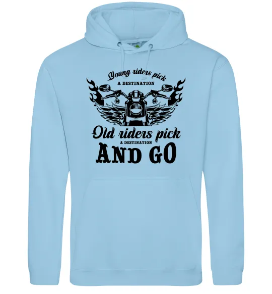 Мужская толстовка (худи) Old riders Голубой фото