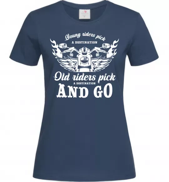 Женская футболка Old riders Темно-синий фото