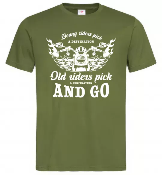 Чоловіча футболка Old riders Оливковий фото
