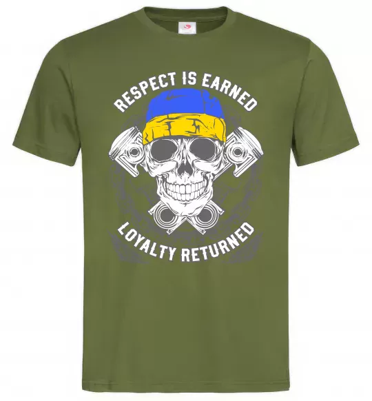 Мужская футболка Respect is earned Оливковый фото