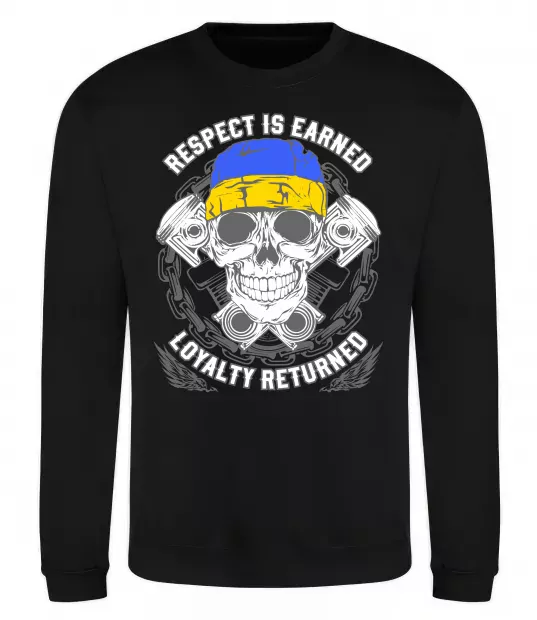 Свитшот Respect is earned Черный фото