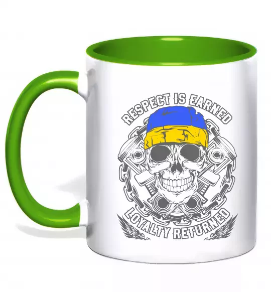 Чашка з кольоровою ручкою Respect is earned Зелений фото