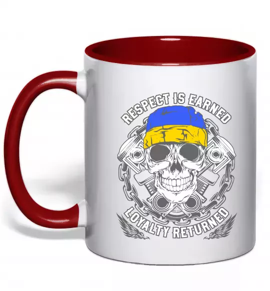 Чашка з кольоровою ручкою Respect is earned Червоний фото