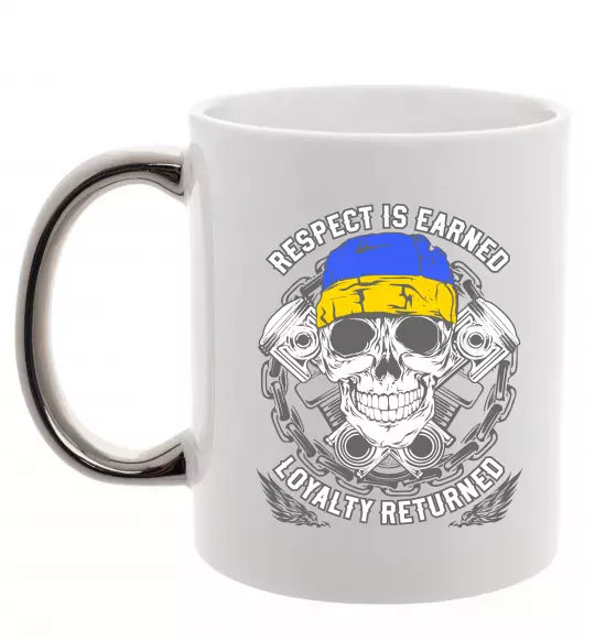 Чашка з кольоровою ручкою Respect is earned Срібло фото
