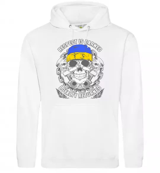 Мужская толстовка (худи) Respect is earned Белый фото