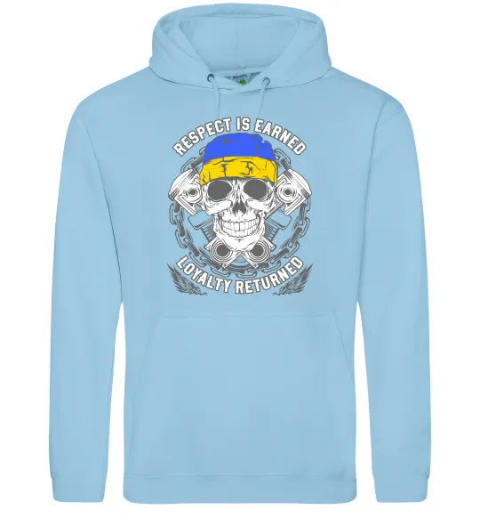 Мужская толстовка (худи) Respect is earned Голубой фото