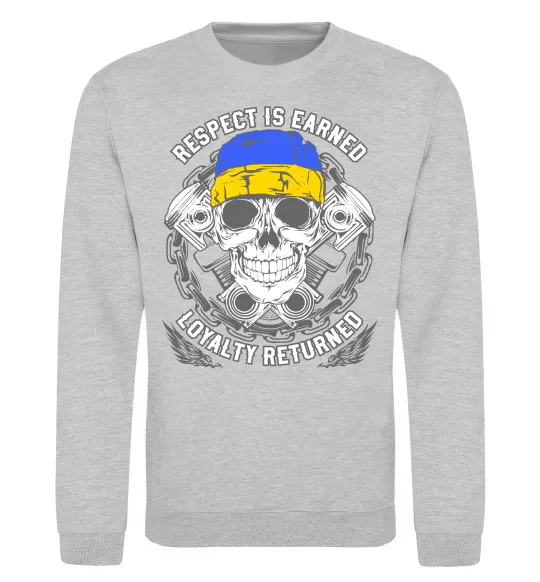 Свитшот Respect is earned Серый меланж фото