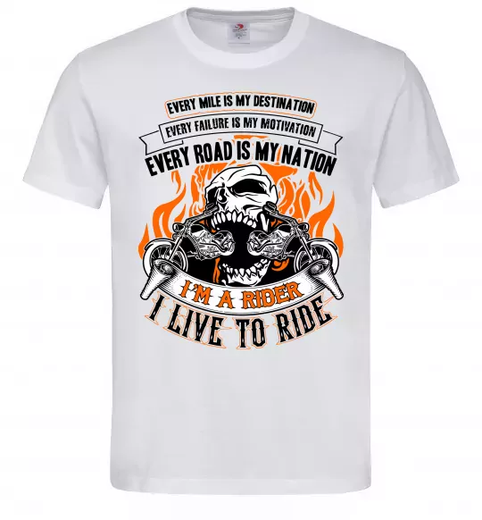 Мужская футболка Rider live to ride Белый фото