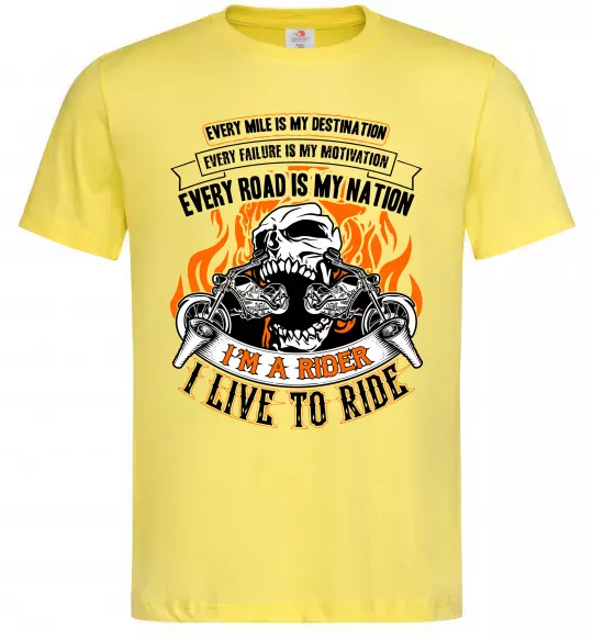 Мужская футболка Rider live to ride Лимонный фото