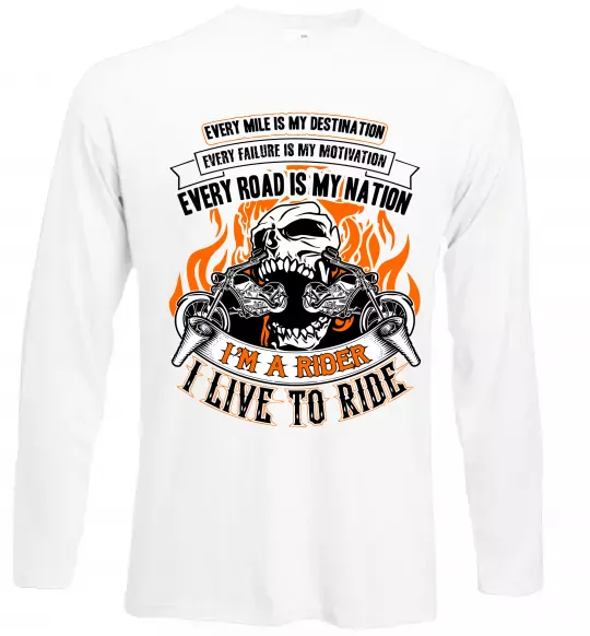 Лонгслів Rider live to ride Білий фото