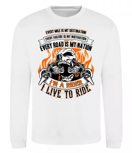 Світшот Rider live to ride Білий фото