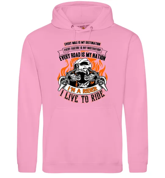 Женская толстовка (худи) Rider live to ride Розовый фото