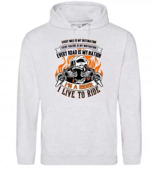 Жіноча толстовка (худі) Rider live to ride Сірий меланж фото