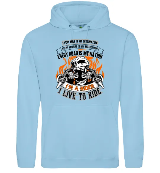 Женская толстовка (худи) Rider live to ride Голубой фото