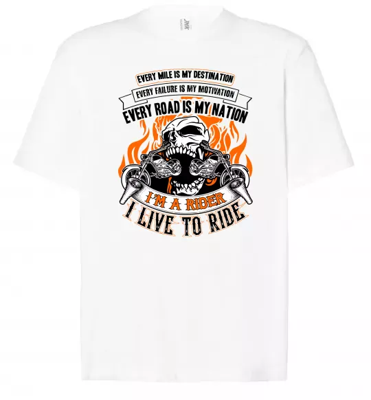 Футболка Оверсайз Rider live to ride Білий фото