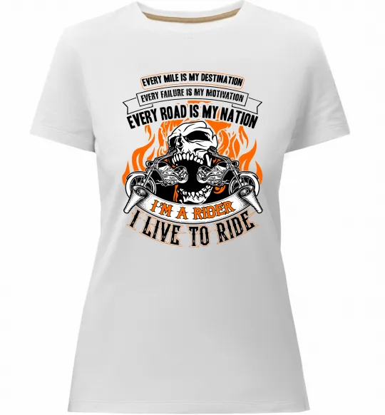 Женская премиум футболка Rider live to ride Белый фото
