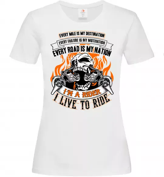 Жіноча футболка Rider live to ride Білий фото