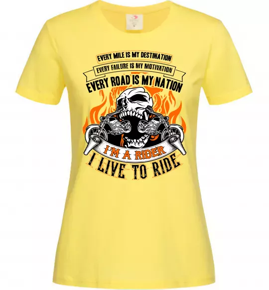 Жіноча футболка Rider live to ride Лимонний фото