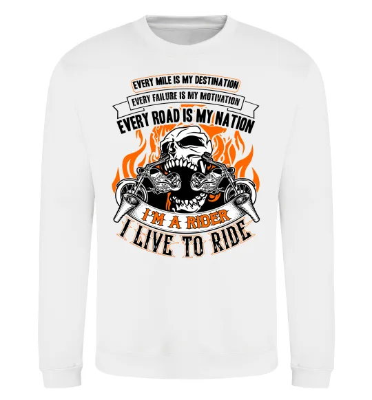 Світшот Rider live to ride Білий фото