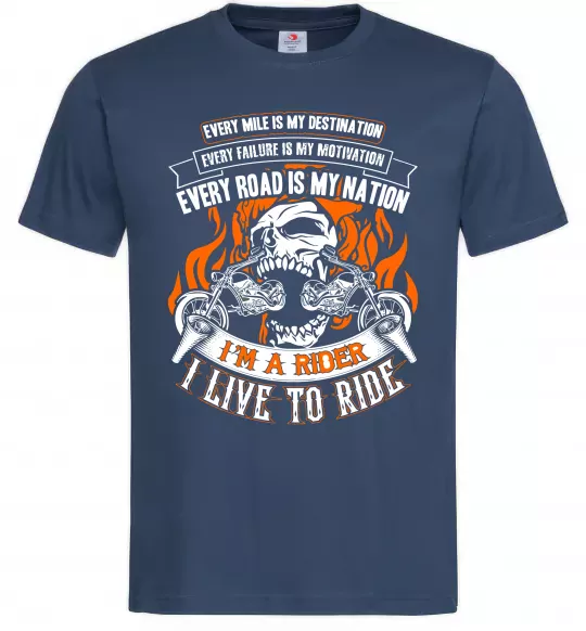 Мужская футболка Rider live to ride Темно-синий фото