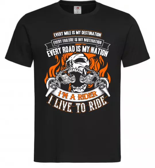Мужская футболка Rider live to ride Черный фото