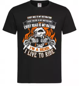 Мужская футболка Rider live to ride Черный фото