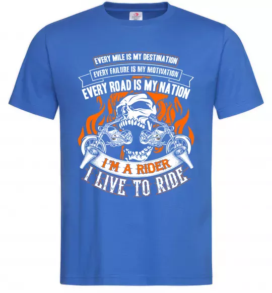 Мужская футболка Rider live to ride Ярко-синий фото