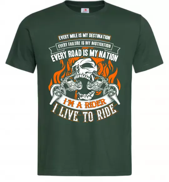Мужская футболка Rider live to ride Темно-зеленый фото