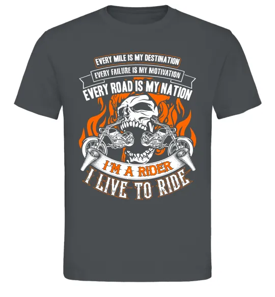 Мужская футболка Rider live to ride Графит фото