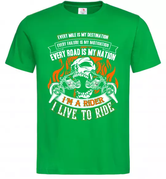 Мужская футболка Rider live to ride Зеленый фото