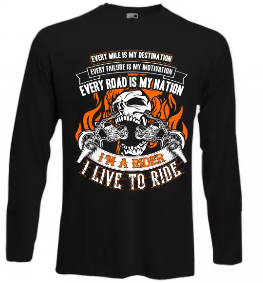 Лонгслів Rider live to ride Чорний фото