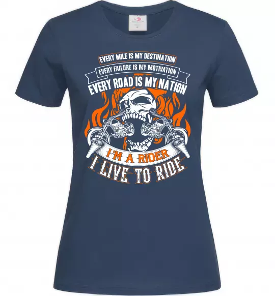 Жіноча футболка Rider live to ride Темно-синій фото