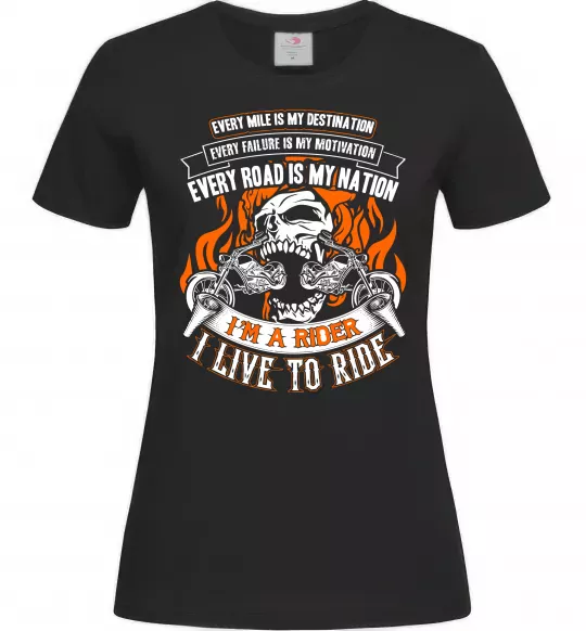 Жіноча футболка Rider live to ride Чорний фото
