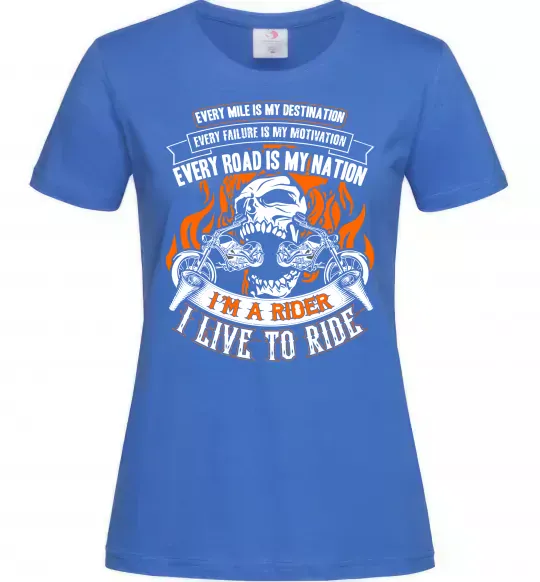 Жіноча футболка Rider live to ride Яскраво-синій фото