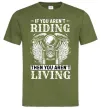 Мужская футболка Riding is living Оливковый фото