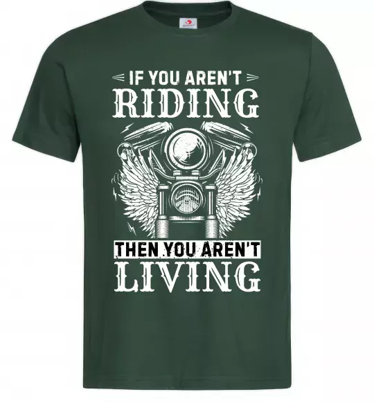 Мужская футболка Riding is living Темно-зеленый фото