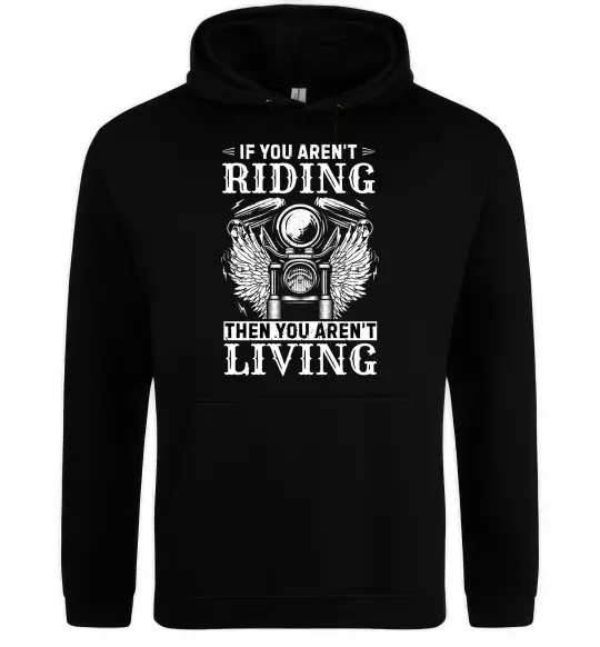 Мужская толстовка (худи) Riding is living Черный фото