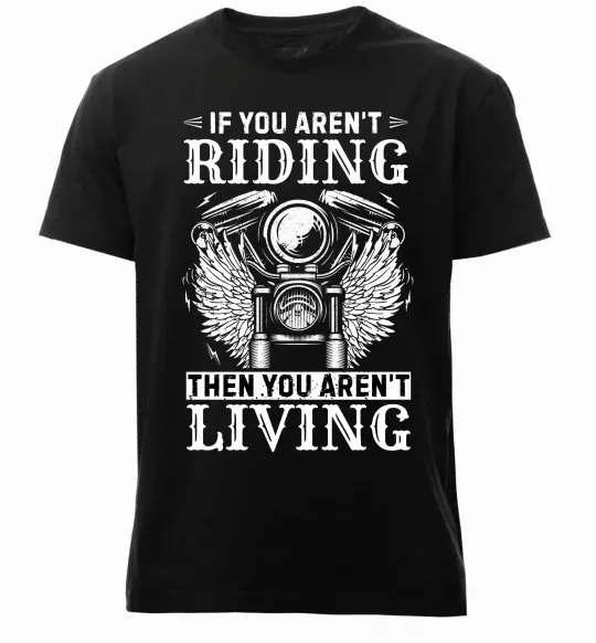 Чоловіча преміум футболка Riding is living Чорний фото