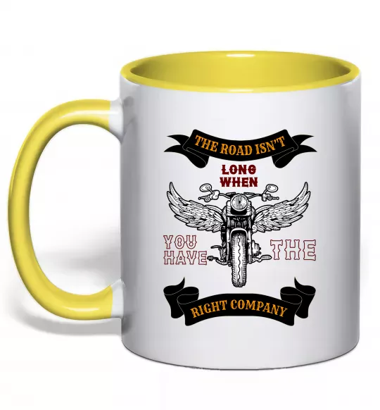 Чашка с цветной ручкой Right company of bikers Солнечно желтый фото
