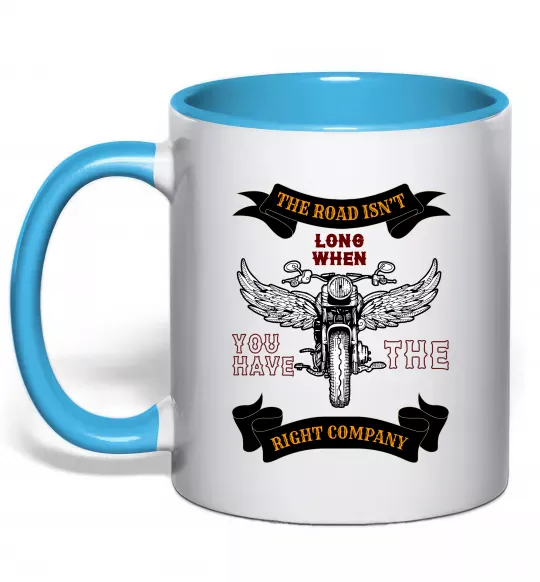 Чашка с цветной ручкой Right company of bikers Голубой фото