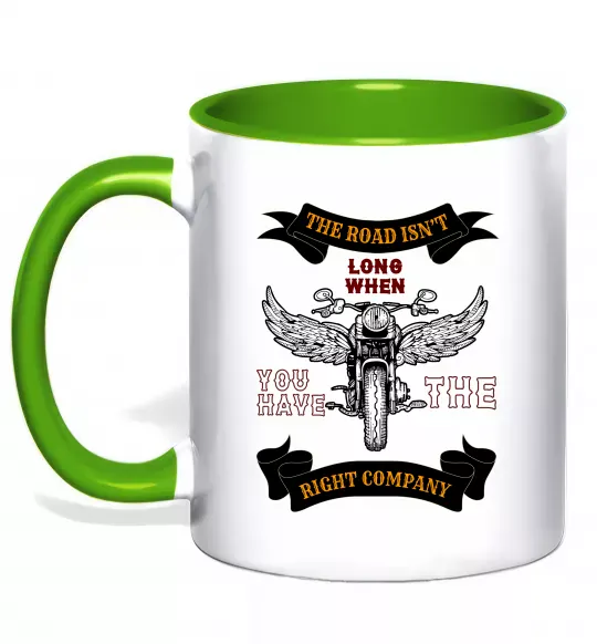 Чашка с цветной ручкой Right company of bikers Зеленый фото