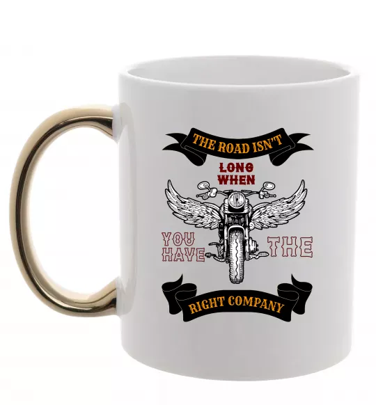 Чашка с цветной ручкой Right company of bikers Золото фото