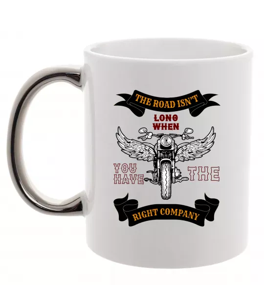 Чашка с цветной ручкой Right company of bikers Серебро фото