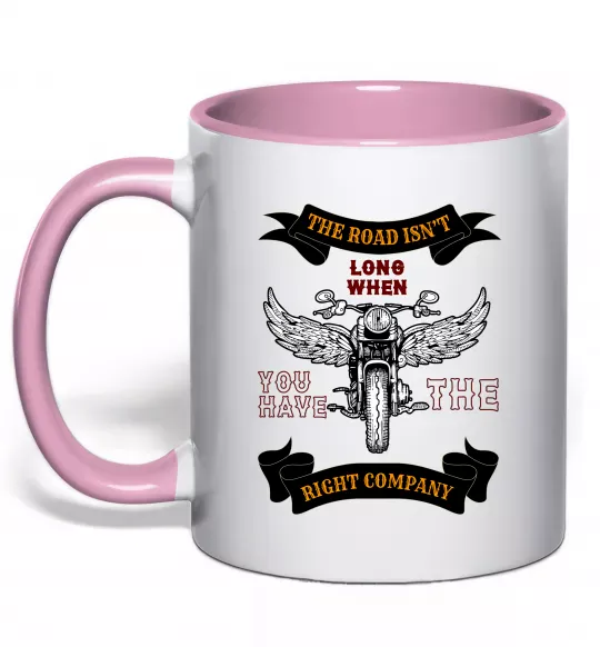 Чашка с цветной ручкой Right company of bikers Нежно розовый фото