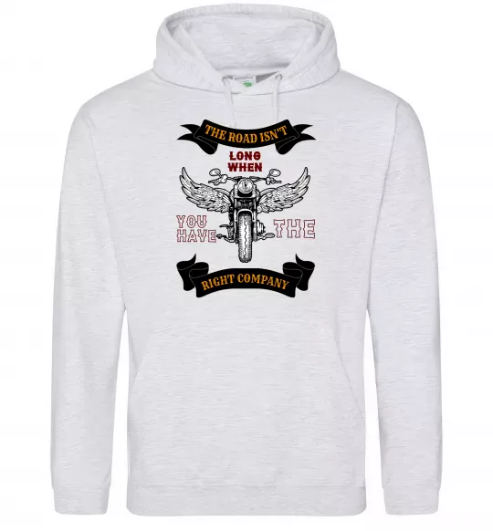 Женская толстовка (худи) Right company of bikers Серый меланж фото