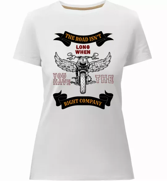 Женская премиум футболка Right company of bikers Белый фото