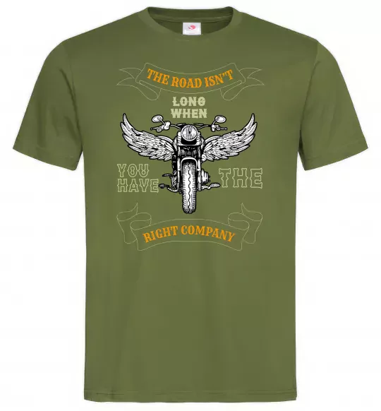 Мужская футболка Right company of bikers Оливковый фото