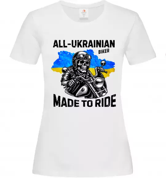 Жіноча футболка Ukrainian biker Білий фото